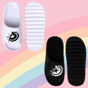 Men Slides (White, Black , 8) Special price