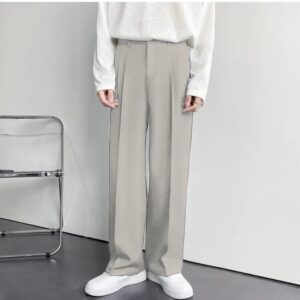 Men Loose Fit Cream Lycra Blend Trousers